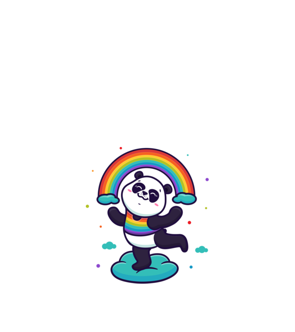 Panda minta fehér pólón