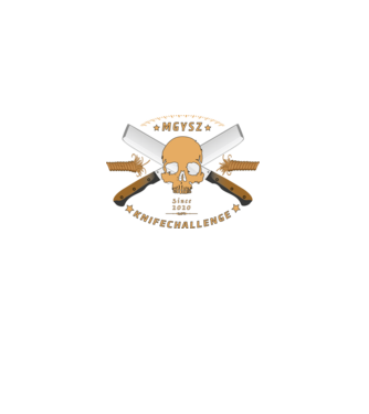 KnifeChallenge logo mellkason minta fekete pólón