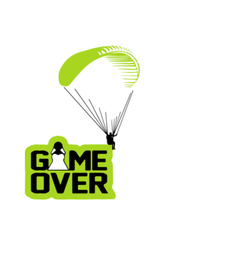Game Over siklóernyős minta fekete pólón