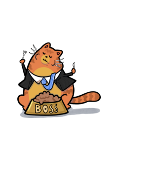 Cat boss minta fekete pólón