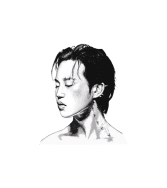 Jimin Face minta homokszín pólón