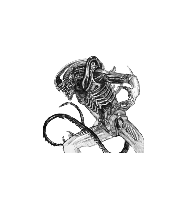 Alien minta fehér pólón