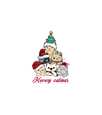 Meowy Catmas minta fehér pólón