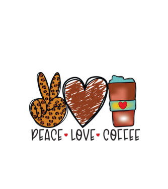 Peace Love Coffee minta fehér pólón