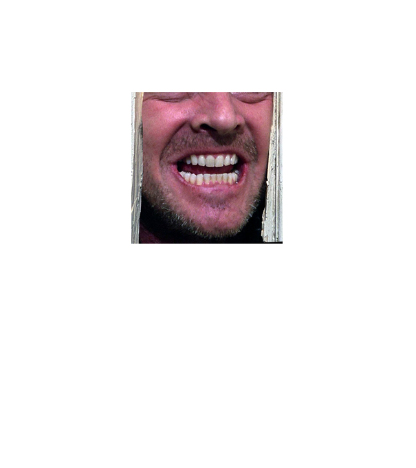 heres johnny maszk minta fehér pólón