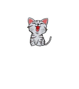 Gray cartoon cat minta fekete pólón