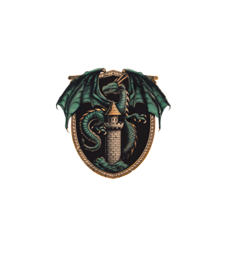 dragon-in-a-castle 10 minta fekete pólón