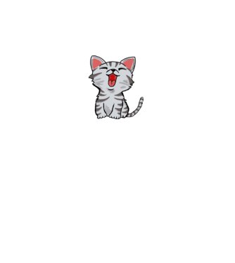 Gray cartoon cat minta fekete pólón