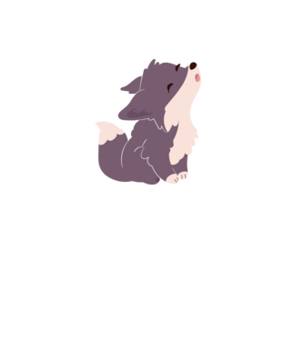 —Pngtree—wolf illustration in a cute_5355520 minta fekete pólón