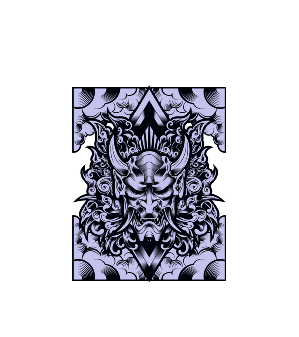 A oni-mask-angry minta fehér pólón
