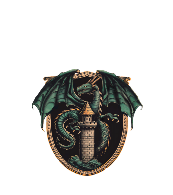 dragon-in-a-castle 10 minta fekete pólón