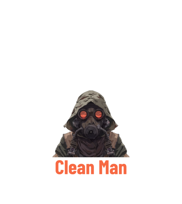 clean man minta fekete pólón
