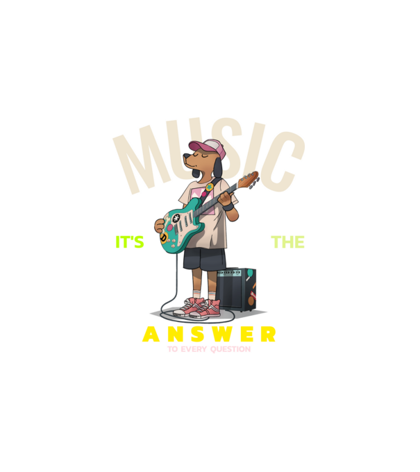 Music minta fehér pólón
