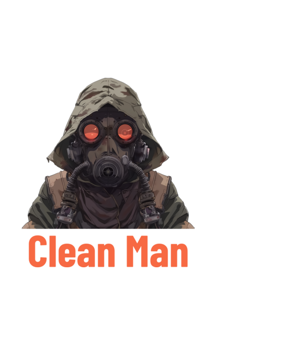 clean man minta fekete pólón