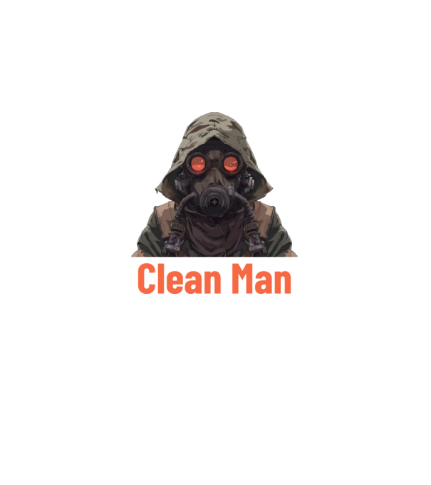 clean man minta fekete pólón