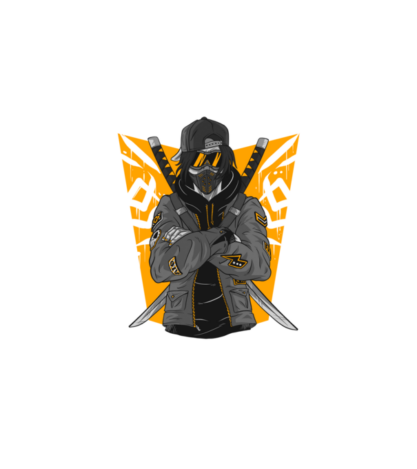 Urban samurai minta fehér pólón