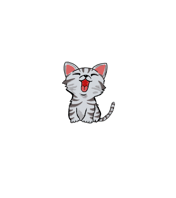 Gray cartoon cat minta fekete pólón