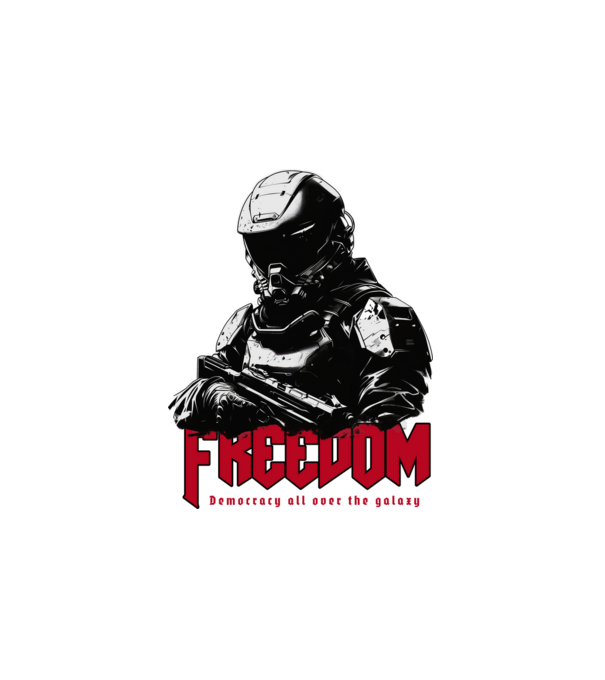 Soldier-graphic-inspired-by-a-shooters minta fehér pólón