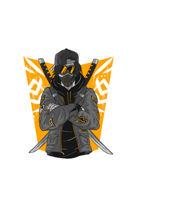 Urban samurai minta fekete pólón