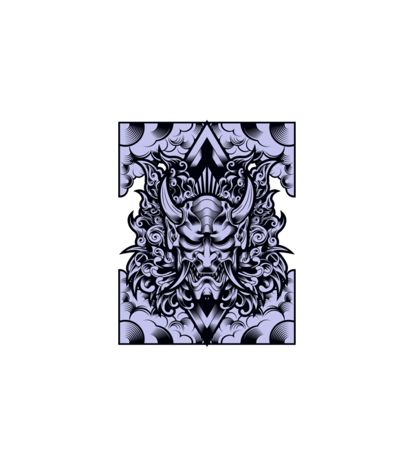 A oni-mask-angry minta fehér pólón