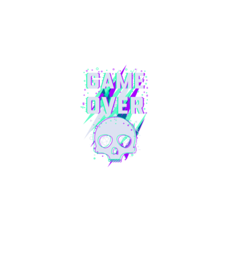 Game Over (sötét) minta fekete pólón