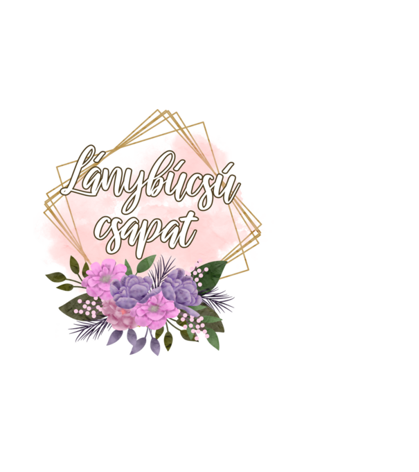 Lánybúcsú csapat (aranykeret) minta fekete pólón