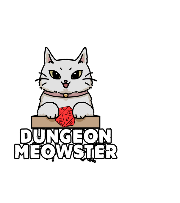 Dungeon Meowster minta fekete pólón
