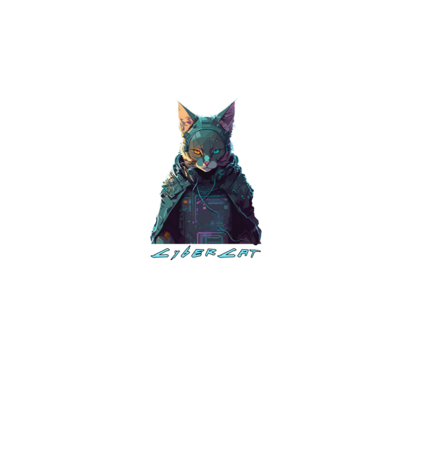 CyberCat minta fekete pólón