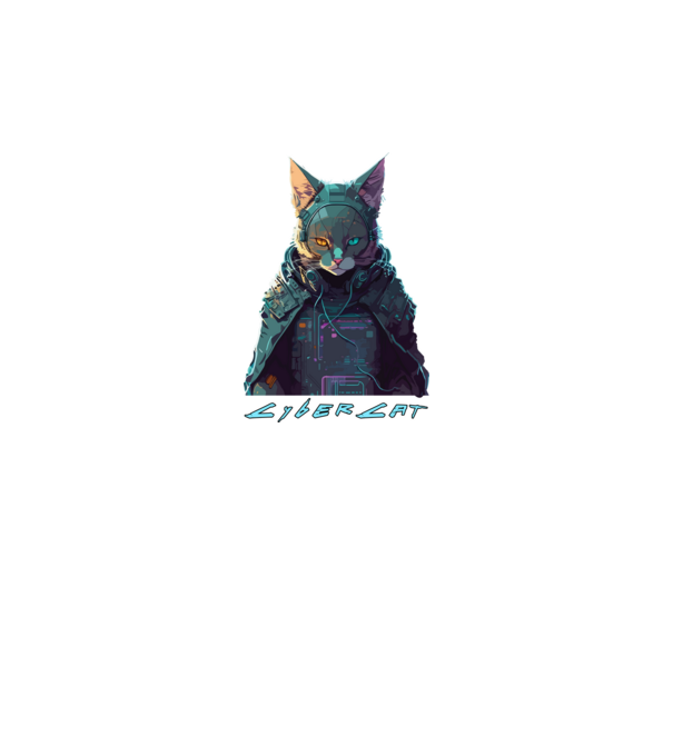 CyberCat minta fekete pólón
