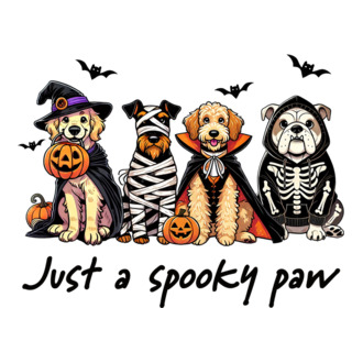 Halowen kutyák Just a spooky paw póló minta