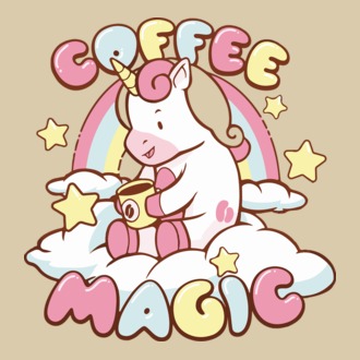 Kávé mágia szivárvány - Coffee magic póló minta