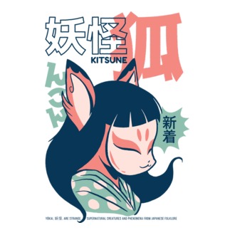 Kitsune Yokai Anime póló minta