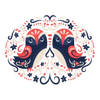 Owl folk art floral ornament póló minta