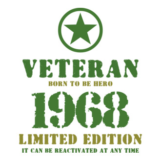 VETERAN, BORN TO BE HERO, SZÜLETÉSNAPI ÉVSZÁM FELIRATTAL 1968 póló minta