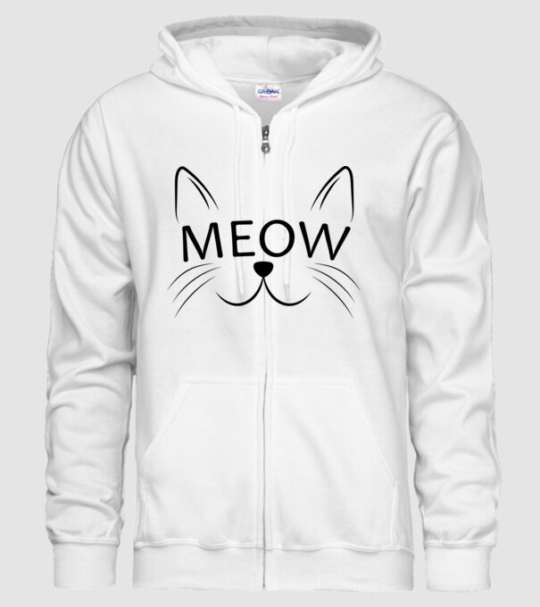 Meow minta fehér pólón