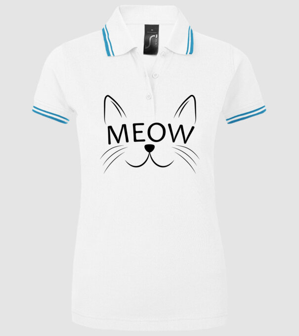 Meow minta fehér pólón