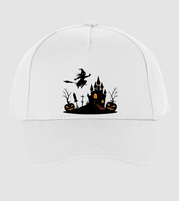 Halloweeni boszorkány minta fehér pólón