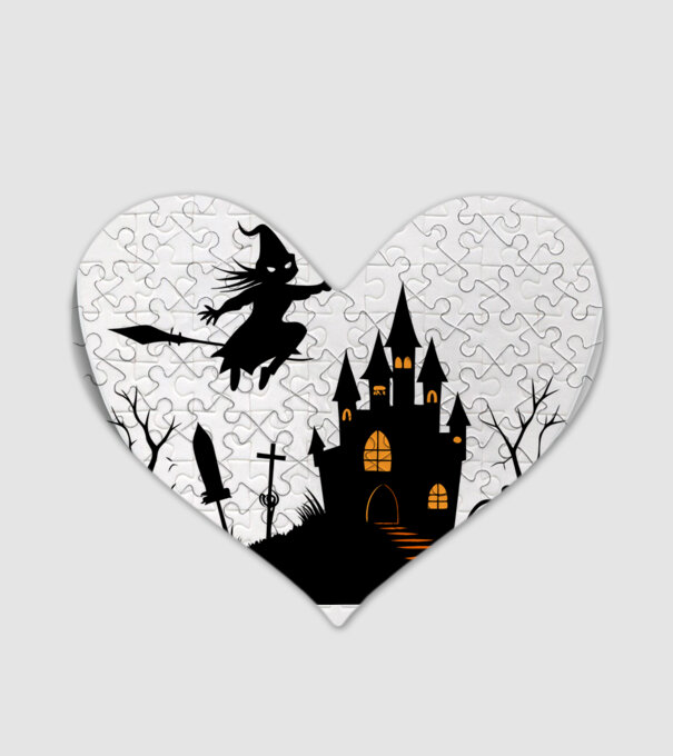 Halloweeni boszorkány minta fehér pólón