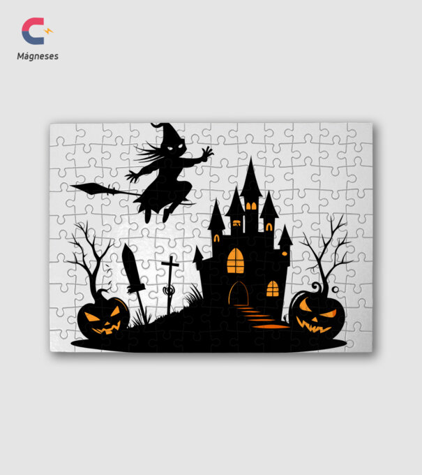 Halloweeni boszorkány minta fehér pólón