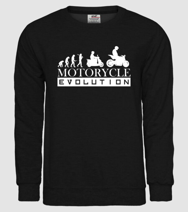 evolution motorcycle fehér minta fekete pólón