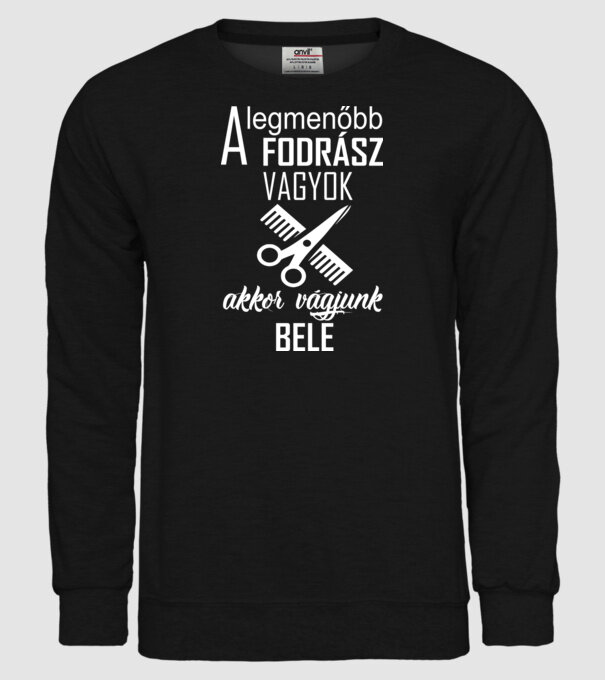 legmenőbb fodrász fehér minta fekete pólón