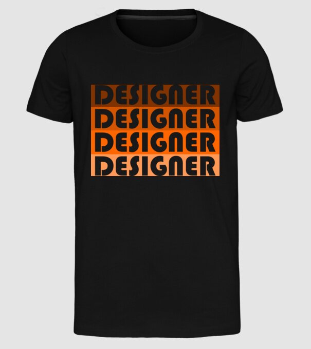 designer narancs minta fekete pólón