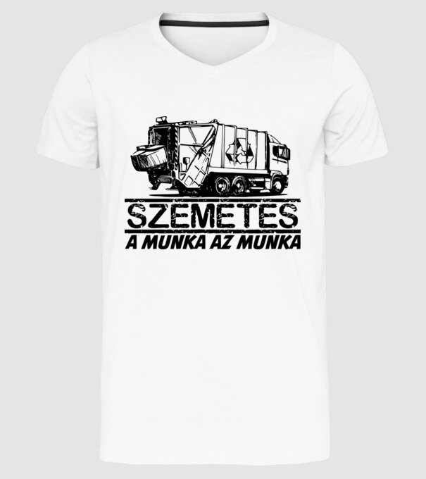 szemetes minta fehér pólón