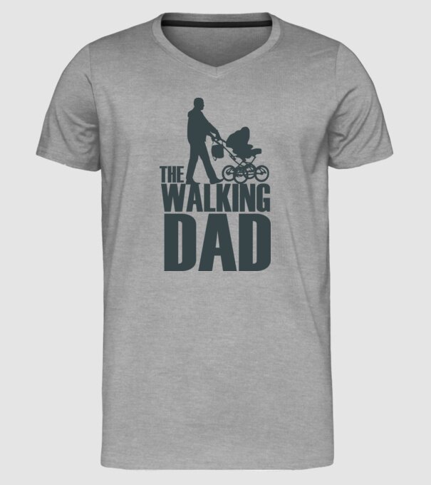 the walking dad minta szürke pólón