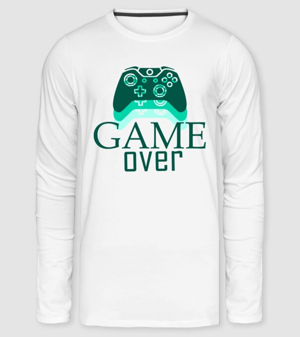 gamer kék minta fehér pólón