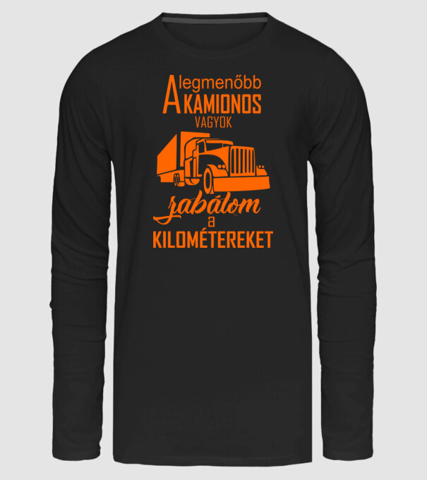 kamionos narancs minta fekete pólón