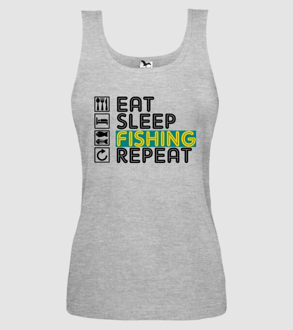 eat sleep fishing repeat minta szürke pólón
