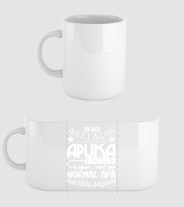 asztalos apuka minta fehér pólón