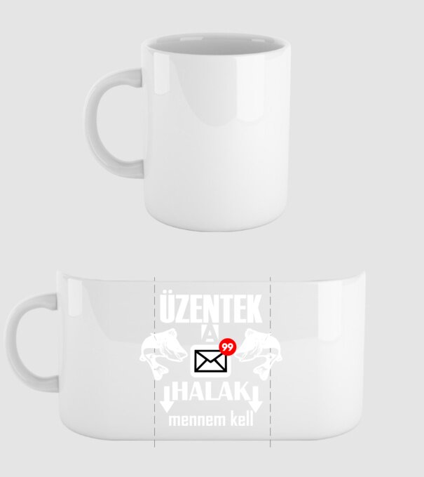 üzentek a halak minta fehér pólón