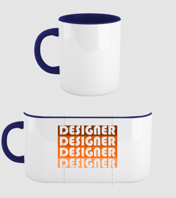 designer narancs minta sötétkék pólón